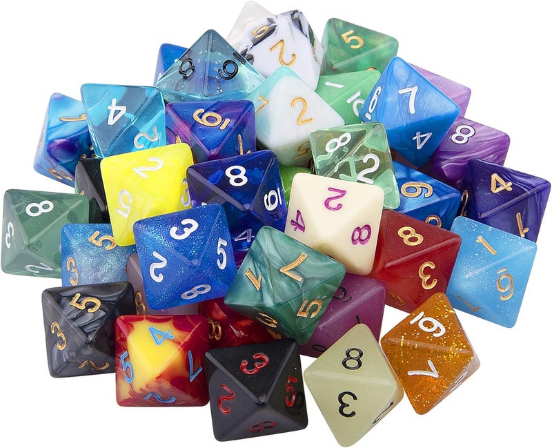 AUSTOR 42 Pieces Polyhedral Dice 8 Sided Game Dice Set Mixed Color Dices Assortment with a Black Velvet Storage Bag for DND RPG MTG Table Games - Image 1